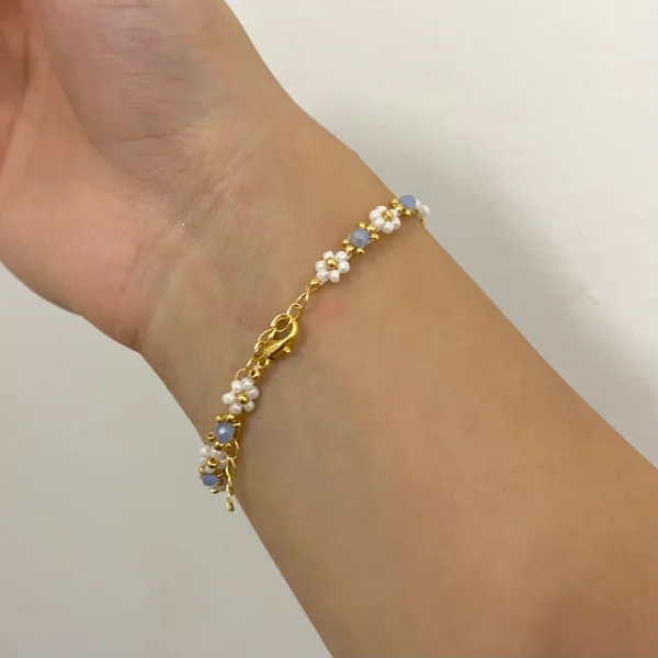 Blue Floral Bracelet,Daisy Bracelet - Image 2
