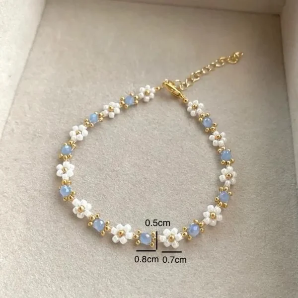 Blue Floral Bracelet,Daisy Bracelet - Image 4