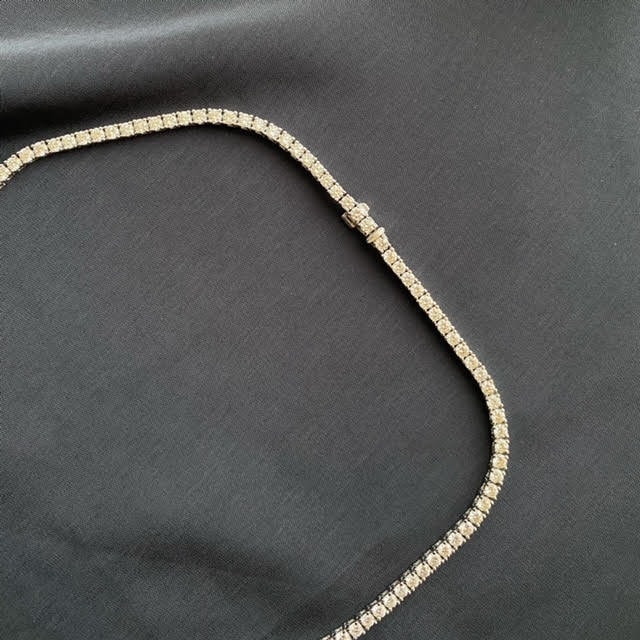 11 Carat Natural Diamond Tennis Necklace, Diamonds Tennis Chain, High Quality White Diamond Tennis Necklace for Women In 14k White Gold - Image 4