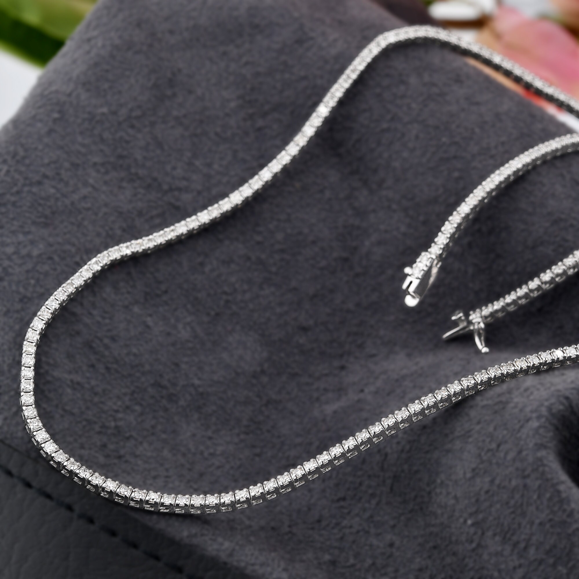 Genuine Certified Diamond Tennis Necklace in 10k White Gold | 3.19 carat Round Diamonds| Tennis Bar Necklace| Diamond Jewelry For Women - Image 5