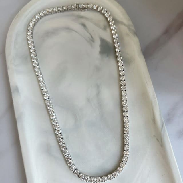30 Carat Diamond Tennis Necklace, Big Lab Diamond Tennis Necklace, Top Quality Lab Diamond Tennis Chain, Tennis Necklace For Women 14K gold - Image 3