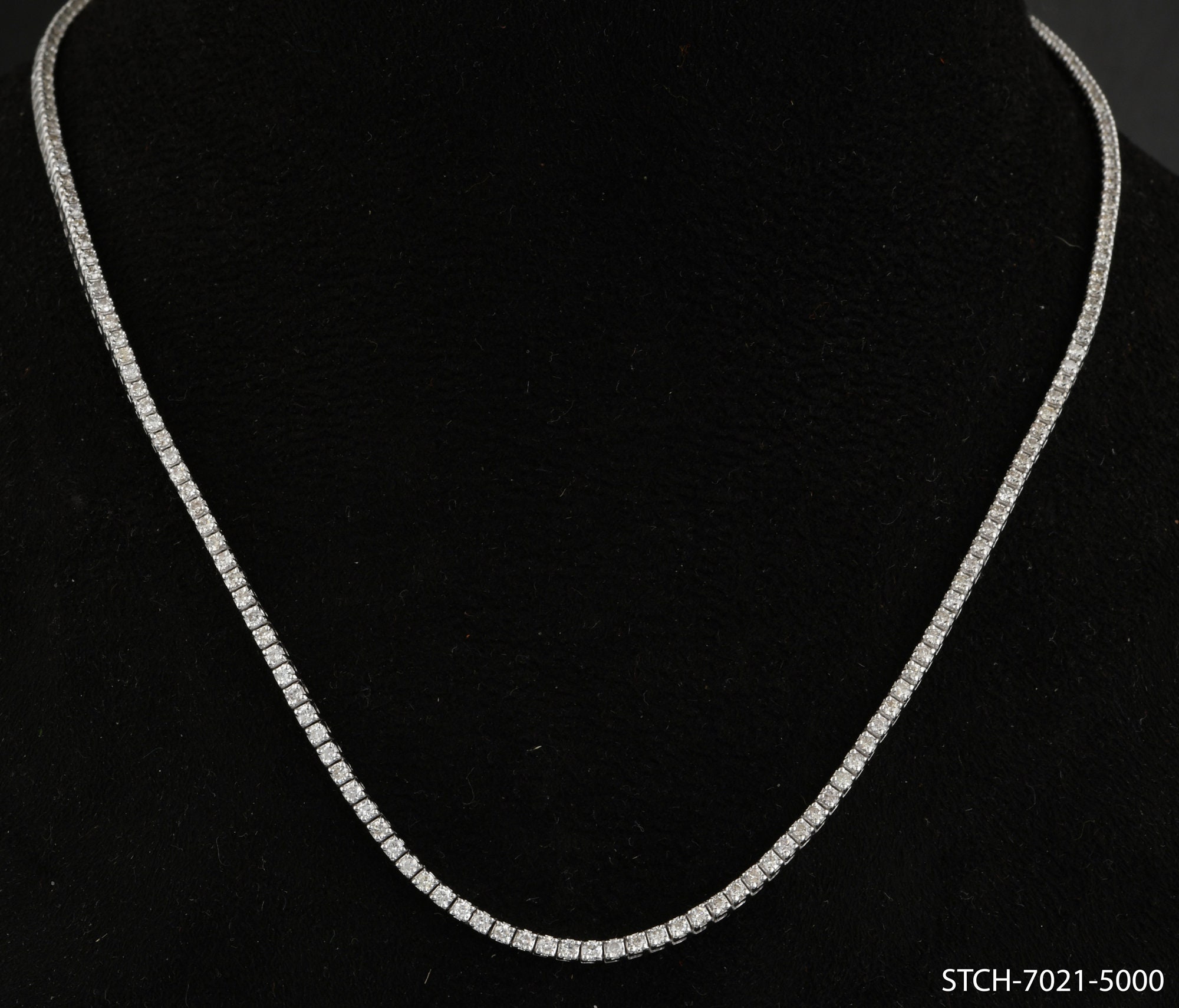 Genuine Certified Diamond Tennis Necklace in 10k White Gold | 3.19 carat Round Diamonds| Tennis Bar Necklace| Diamond Jewelry For Women - Image 3