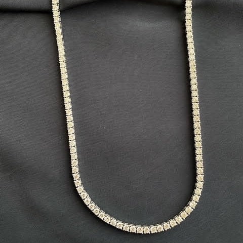 11 Carat Natural Diamond Tennis Necklace, Diamonds Tennis Chain, High Quality White Diamond Tennis Necklace for Women In 14k White Gold - Image 3