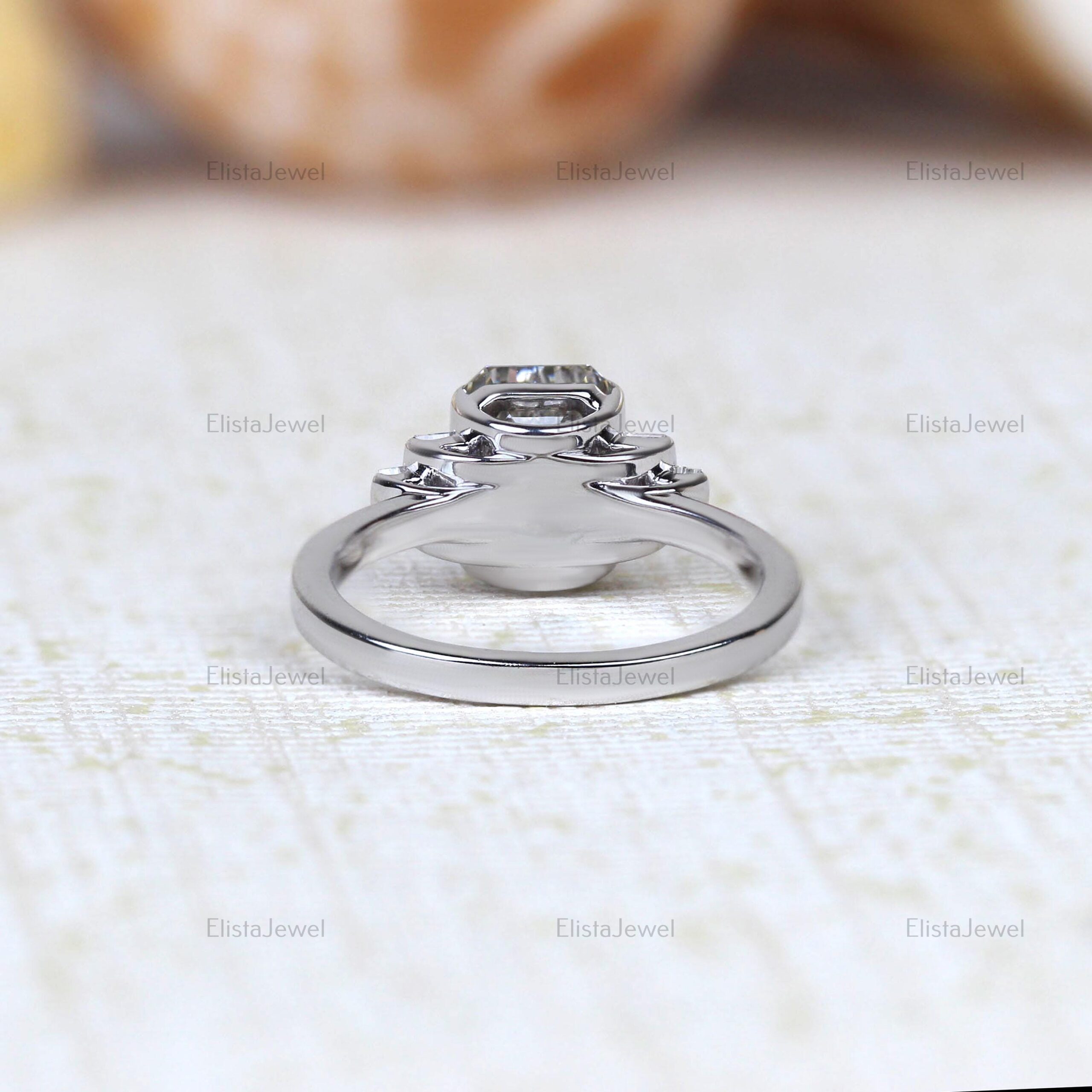 2.50CT Emerald Cut Lab Grown Diamond Bar Set Five Stone Engagement Ring, CVD Diamond 14K Solid Gold Wedding Ring For Woman. - Image 10