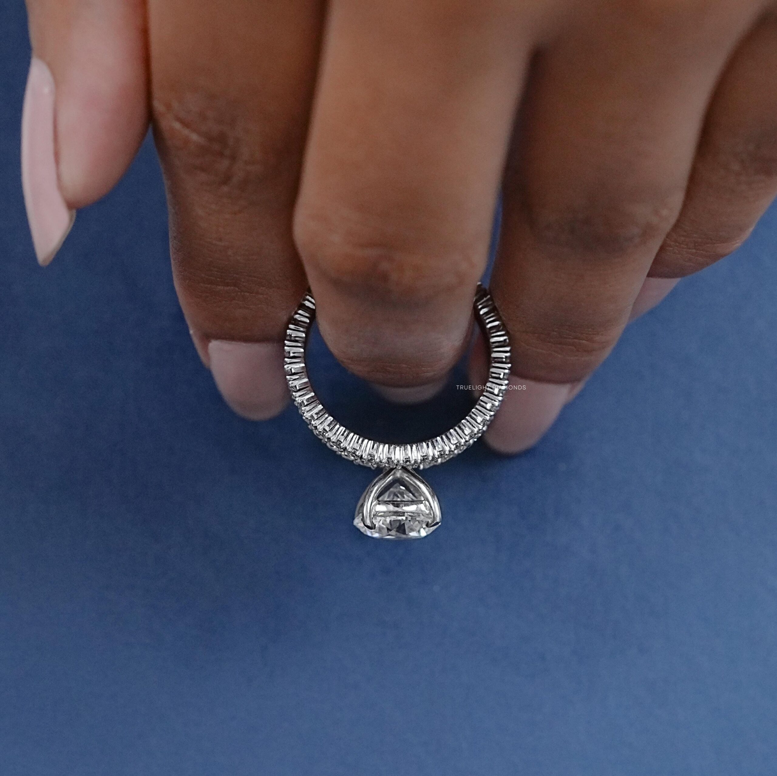 Round Cut Lab Diamond Accent Ring With Band / EF-VS Clarity Eco Friendly Diamond Bridal Ring Set / Hand Made Diamond Engagement Ring For Her - Image 7