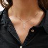 1.17 Carat E-F Color VVS1-VVS2 Clarity Round Cut 5 Pieces Lab Grown CVD Diamonds in 18K White Gold Graduated Single Line Pendant Necklace