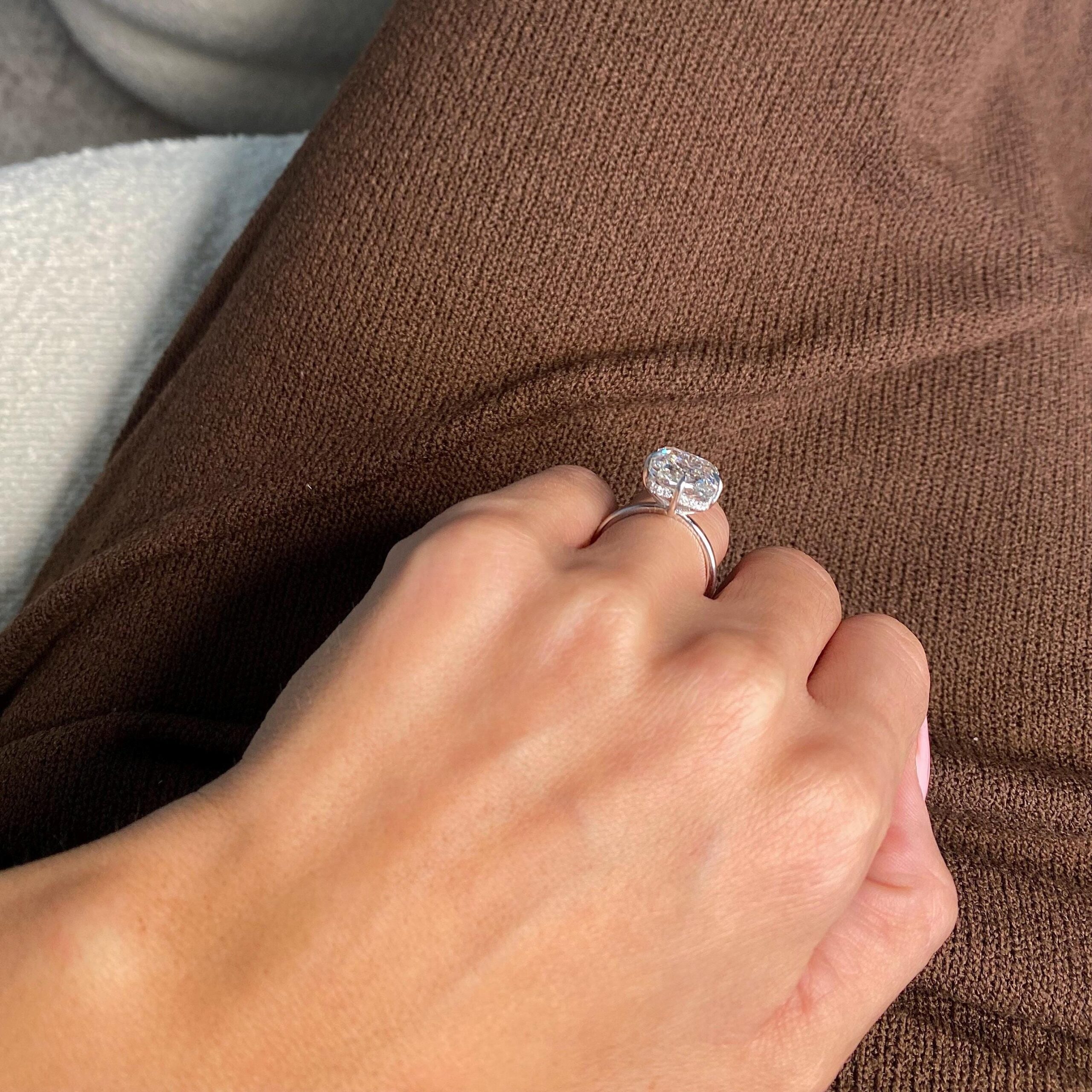 SPECIAL SALE 10 Carat Radiant Cut Lab Grown Diamond Engagement Ring | 14K White Gold Hidden Halo | Large Lab Diamond Ring | IGI Certified - Image 5