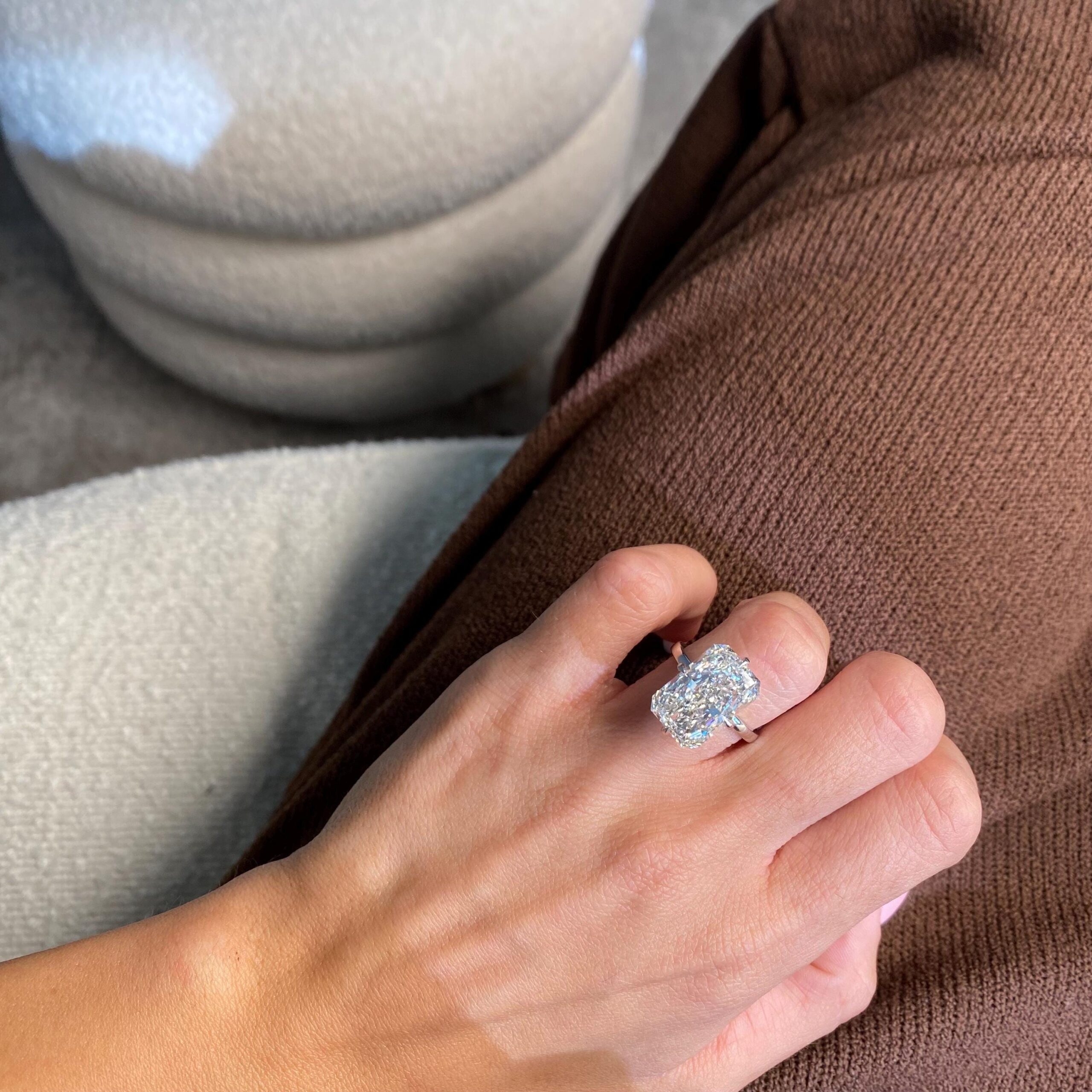 SPECIAL SALE 10 Carat Radiant Cut Lab Grown Diamond Engagement Ring | 14K White Gold Hidden Halo | Large Lab Diamond Ring | IGI Certified - Image 3