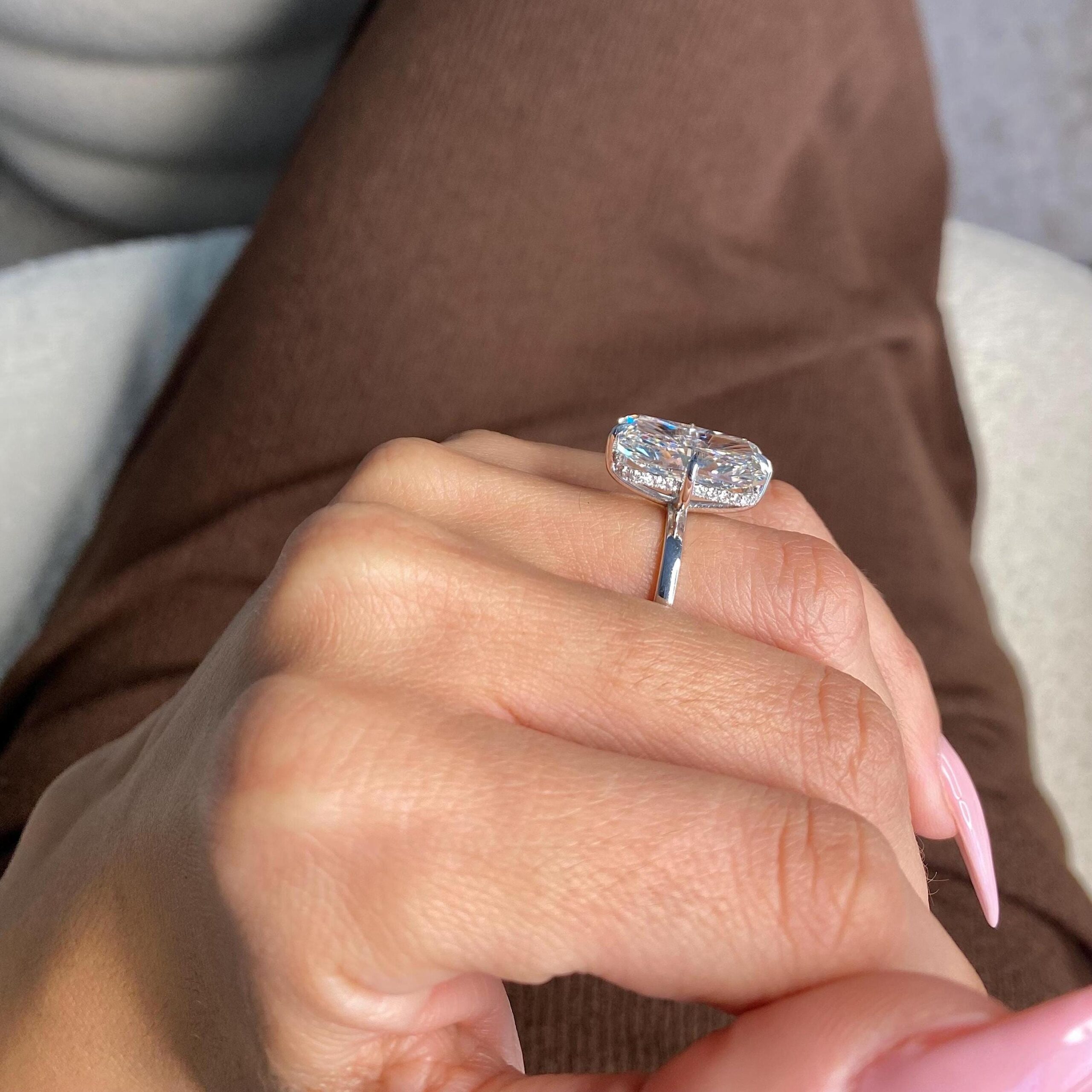 SPECIAL SALE 10 Carat Radiant Cut Lab Grown Diamond Engagement Ring | 14K White Gold Hidden Halo | Large Lab Diamond Ring | IGI Certified - Image 6