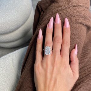 SPECIAL SALE 10 Carat Radiant Cut Lab Grown Diamond Engagement Ring | 14K White Gold Hidden Halo | Large Lab Diamond Ring | IGI Certified