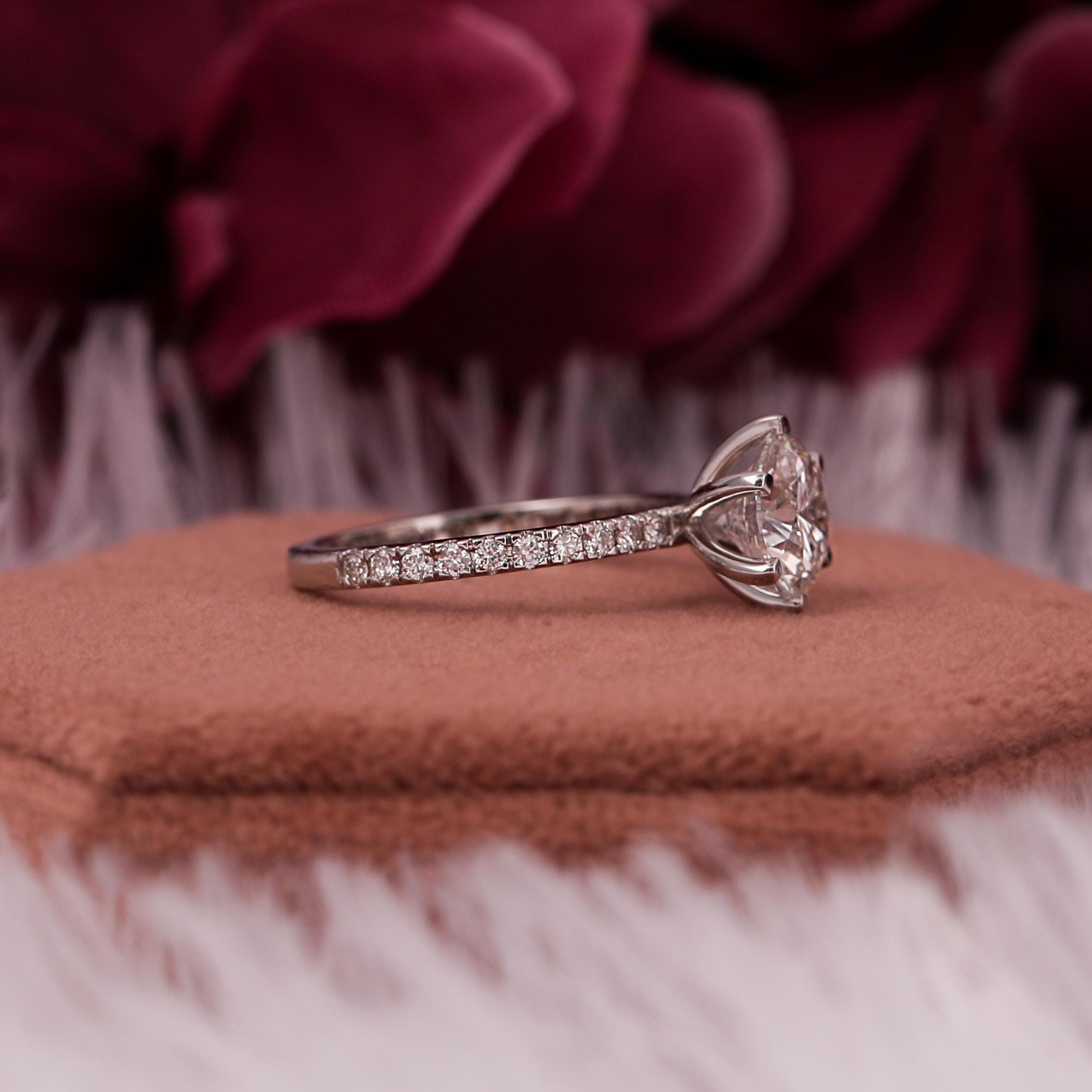 Lab Grown Diamond Engagement Ring: 1-3 CT Round Cut, Pave Setting - Image 6