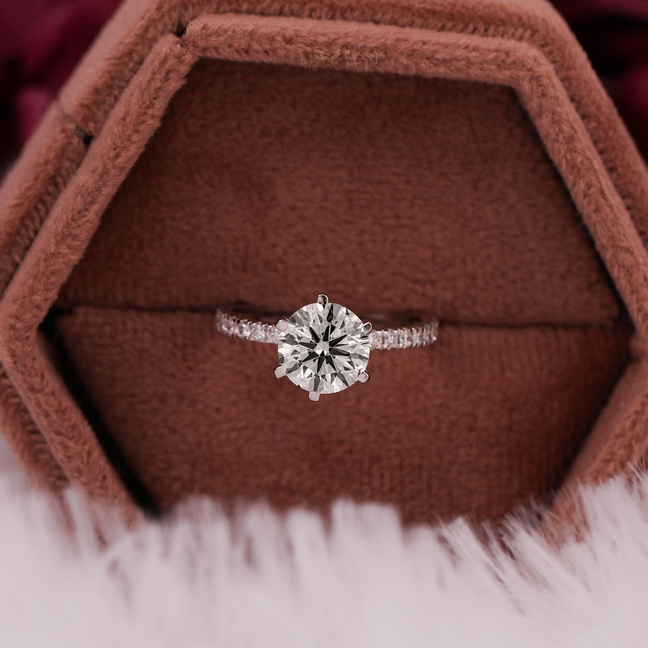 Lab Grown Diamond Engagement Ring: 1-3 CT Round Cut, Pave Setting - Image 9