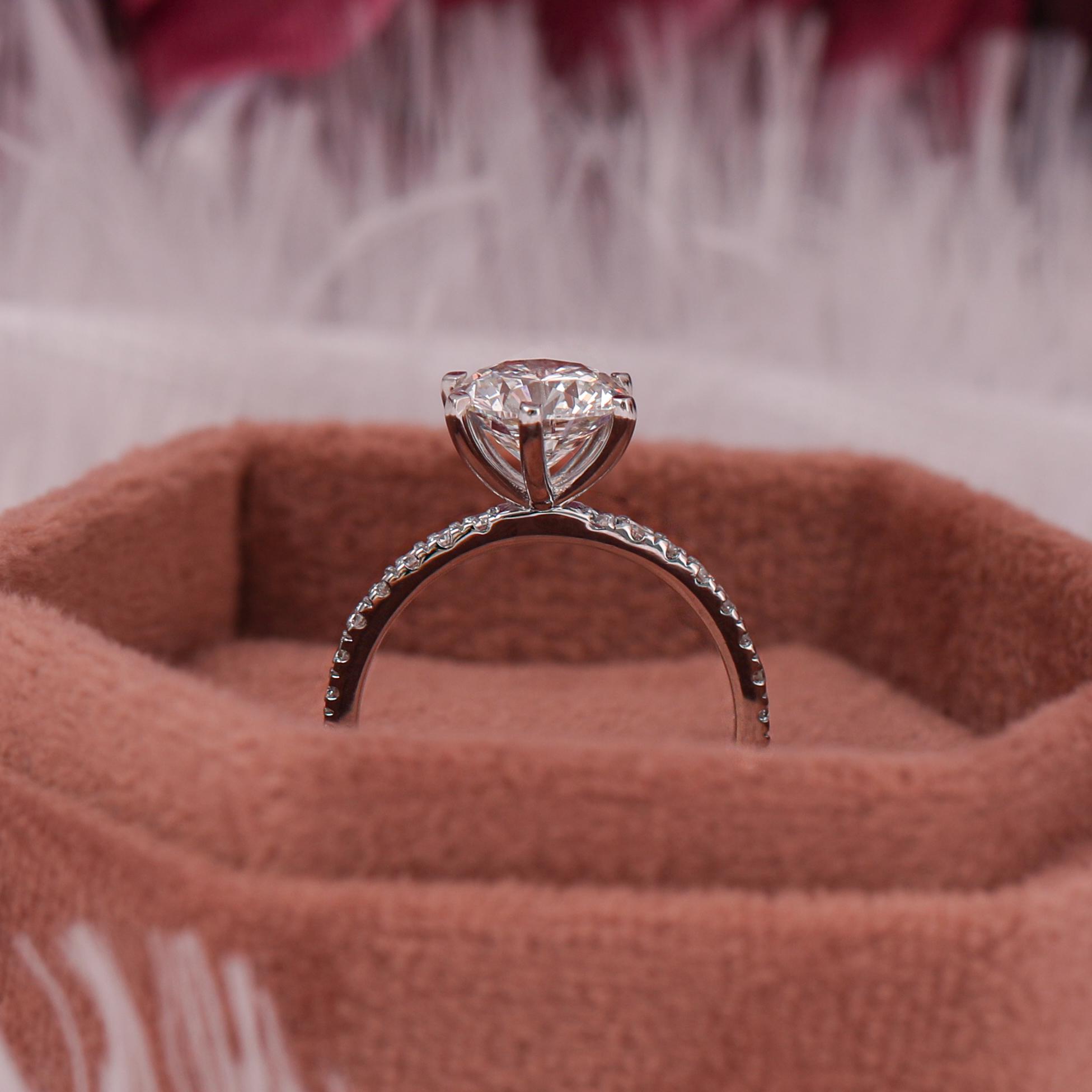 Lab Grown Diamond Engagement Ring: 1-3 CT Round Cut, Pave Setting - Image 8