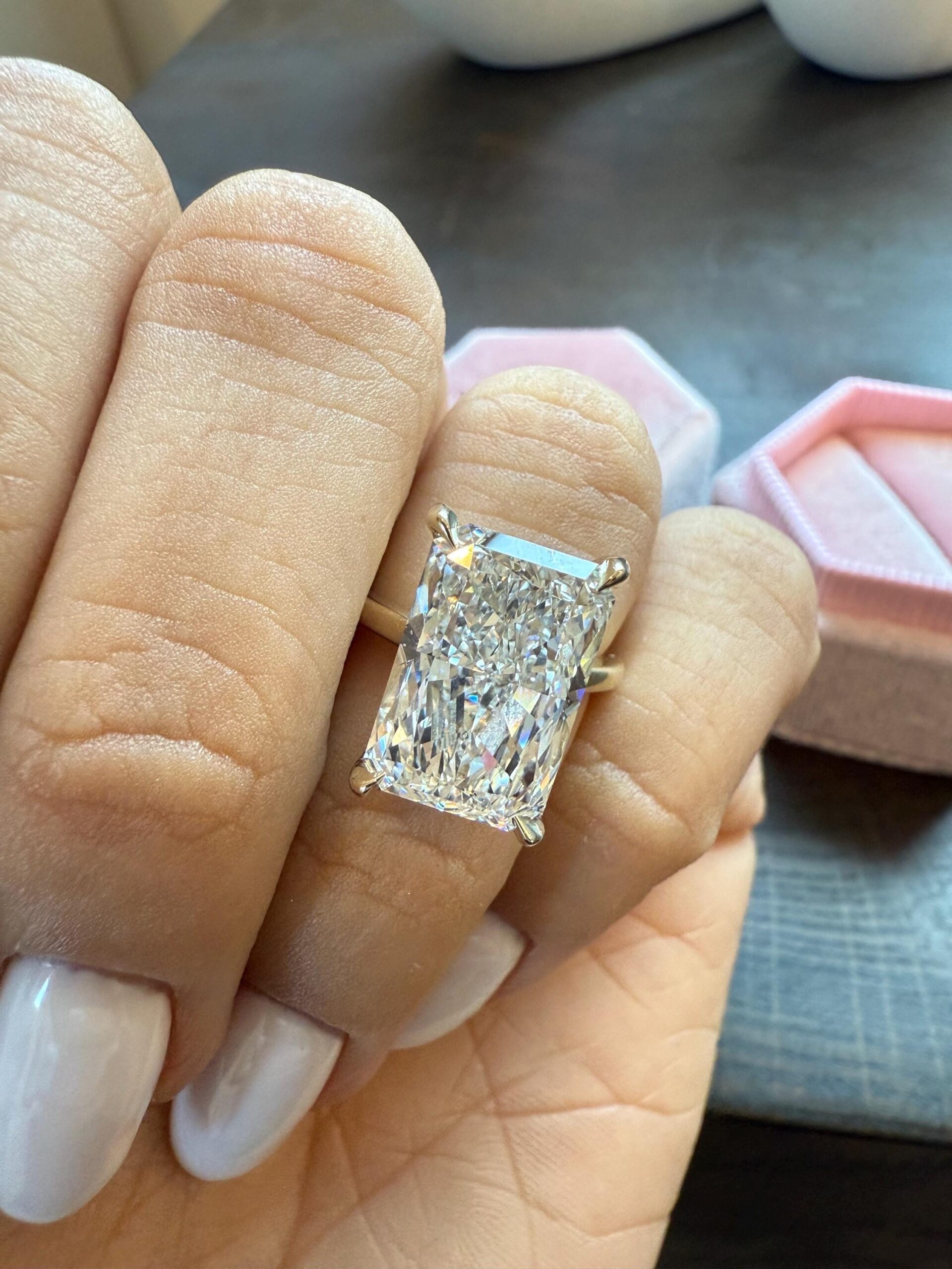 Lab Diamond Ring , 6 CT Radiant Cut Lab Diamond Engagement Ring , Radiant Cut Lab Created Diamond Ring IGI Certified , Custom Ring , Zhedora - Image 4