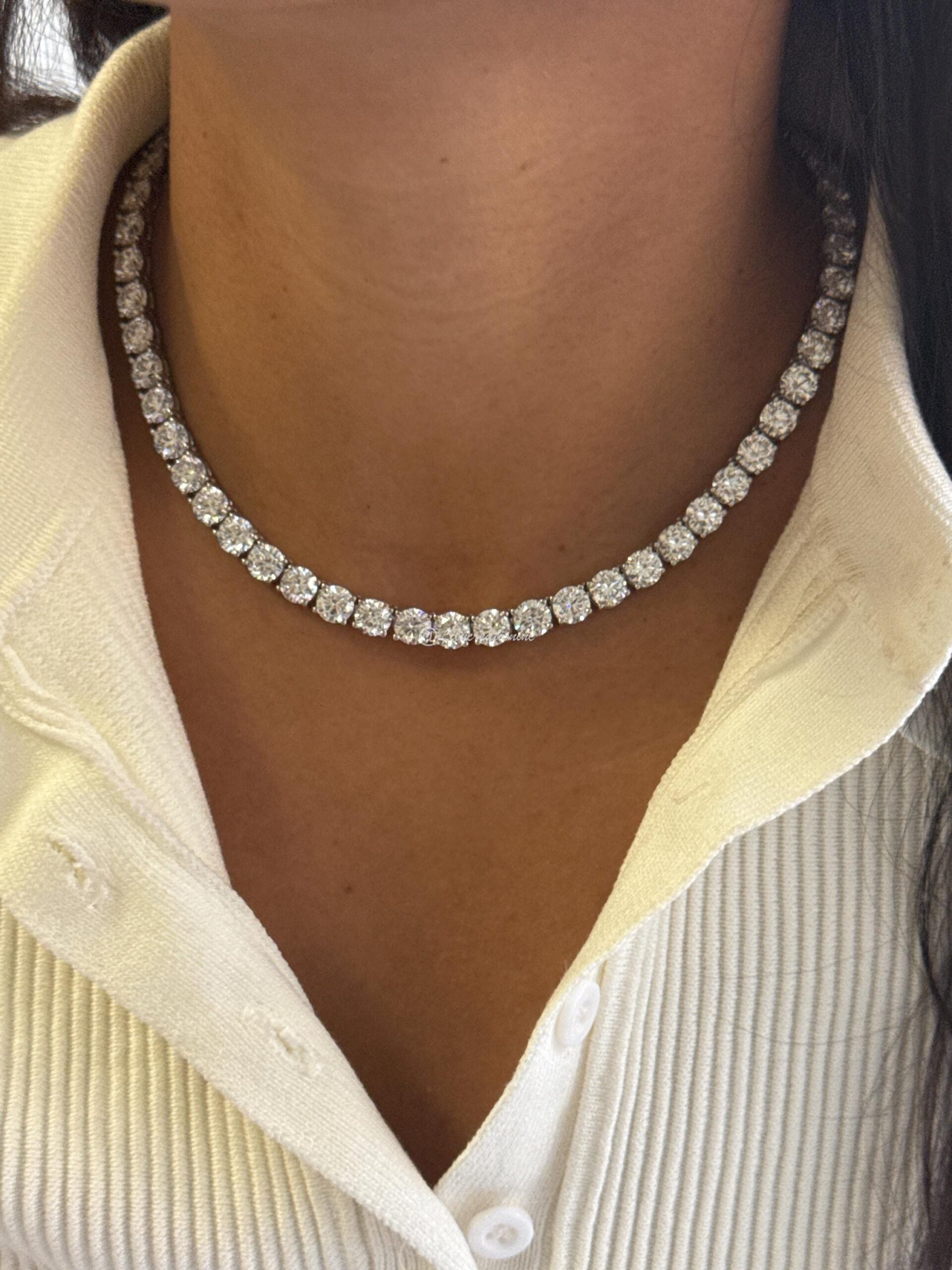 60 Carat Diamond Tennis Necklace, 60 Carat Diamond Necklace, Unique Diamond Tennis Necklace, Unique Necklace. 1 Carat Each Diamond Necklace - Image 2