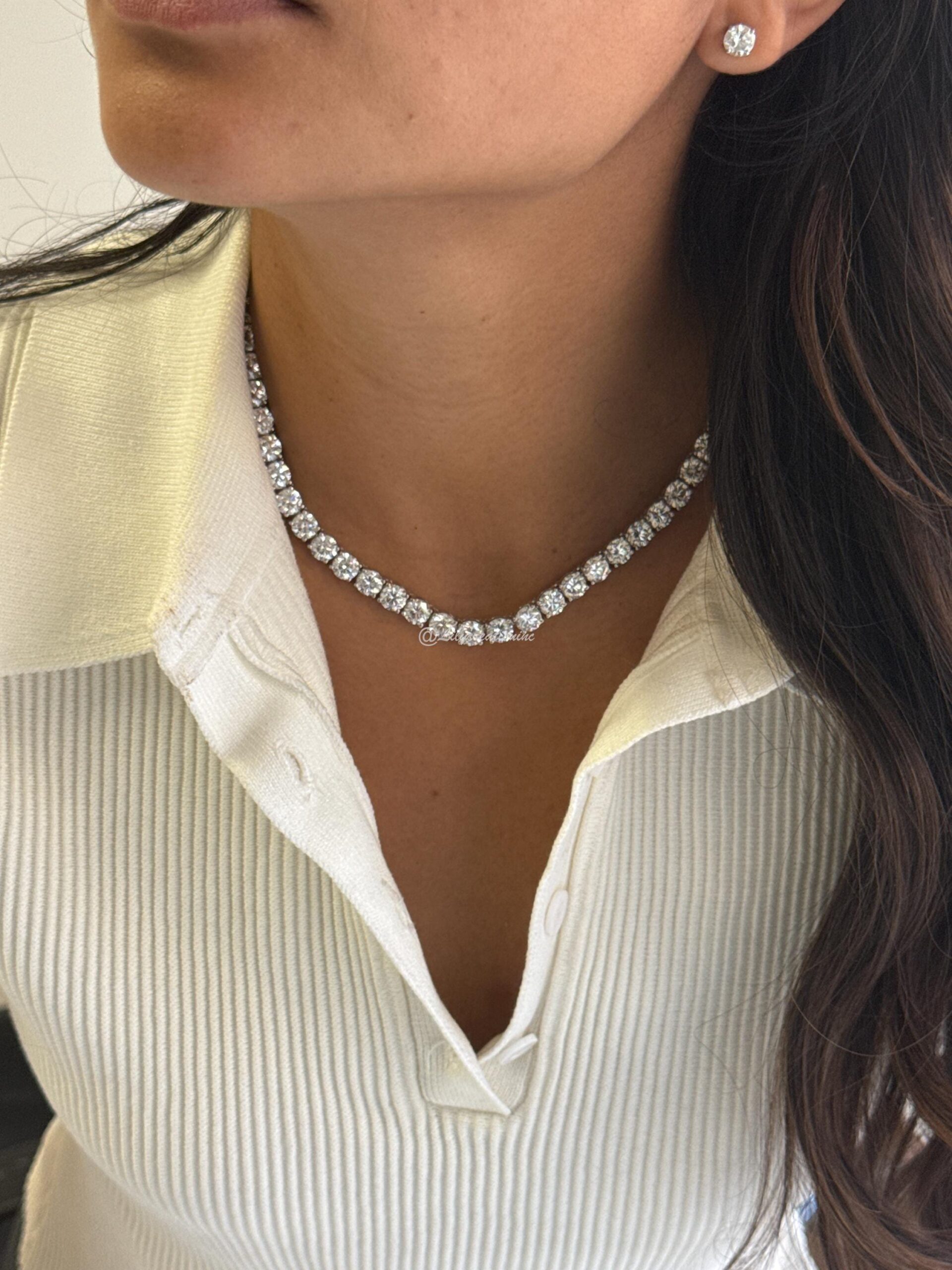 60 Carat Diamond Tennis Necklace, 60 Carat Diamond Necklace, Unique Diamond Tennis Necklace, Unique Necklace. 1 Carat Each Diamond Necklace - Image 3