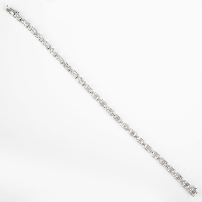 18K Gold Illusion Diamond Tennis Bracelet – Natural Baguette Diamond Bracelet for Women, Minimalist Fine Jewelry Gift - Image 4
